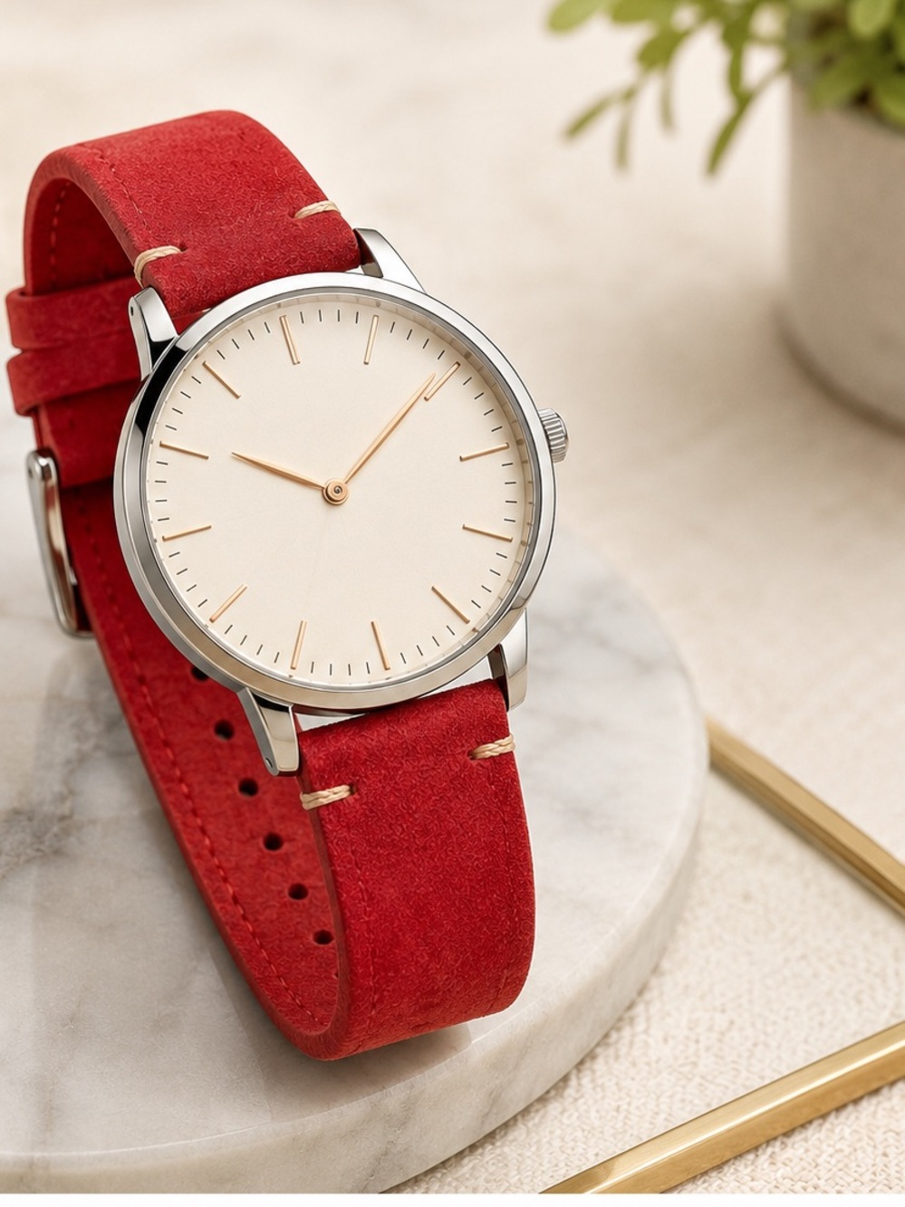 Red Genuine Leather 18mm Watch Band Replacement Strap New